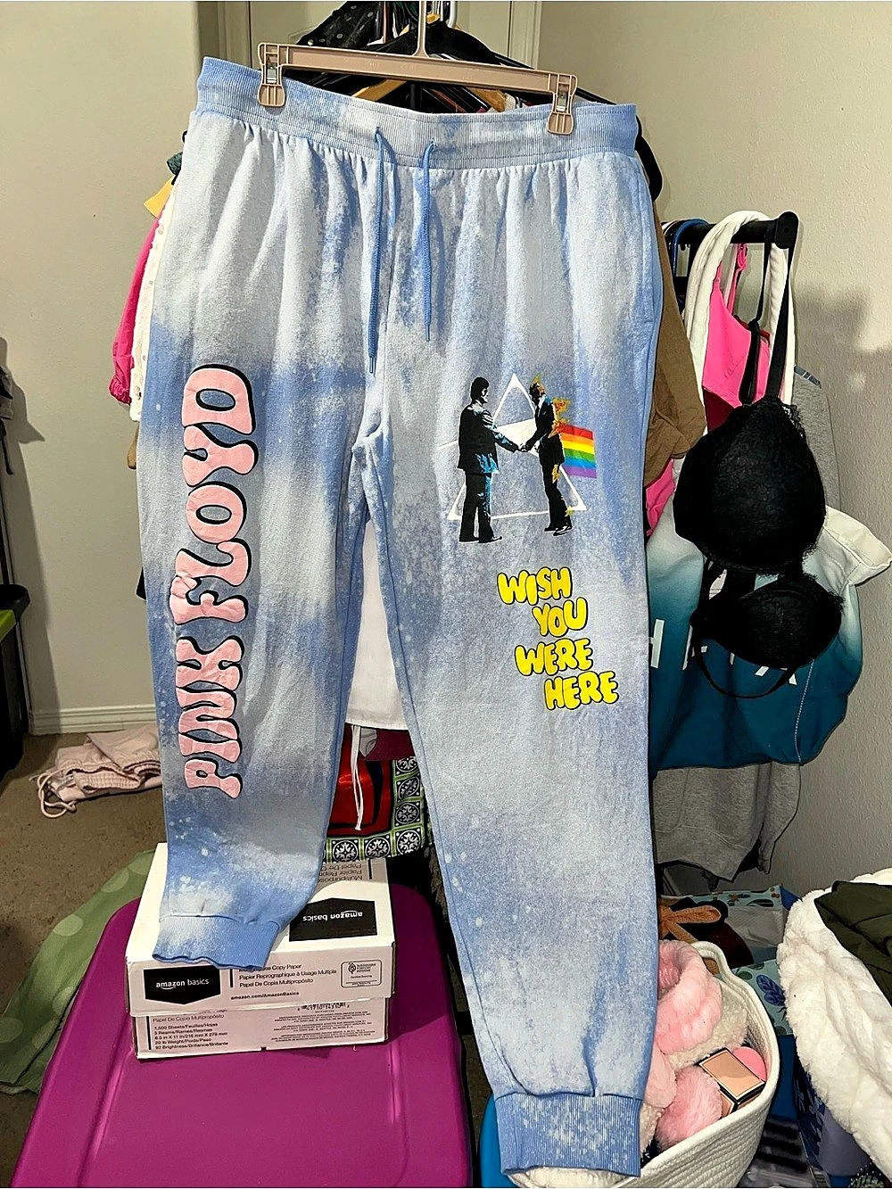 Pink Floyd Wish You Were Here Blue Tie-dye Graphic Jogger Sweatpants Graphic Jog